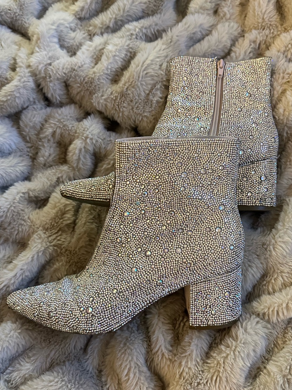 Betsey Johnson Crystal-Embellished Ankle Boots